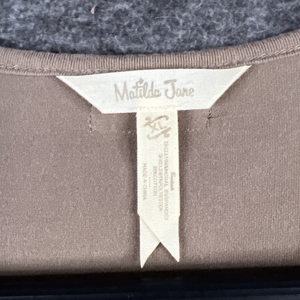 Matilda Jane Taupe Layered Bottom Women's XLarge‎ Baby Doll Long Sleeve Knit Top - Picture 4 of 7